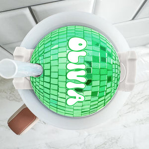 Personalized Disco Ball Tumbler Name Tag, Tumbler Plate Topper, Custom Name Tumbler Tag For Her