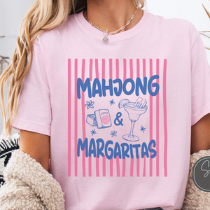 Personalized Mahjong Shirt, Funny Mah jong Player Tee, Custom Striped Mahj Saying, Girls Game Night Gift, Mahjong Hostess Gift