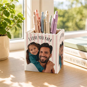 Personalized Photo Building Block Pen Holder, Best Dad Puzzle Block, New Dad Gift, Gift For Papa, Father's Day Gift For Dad, Husband