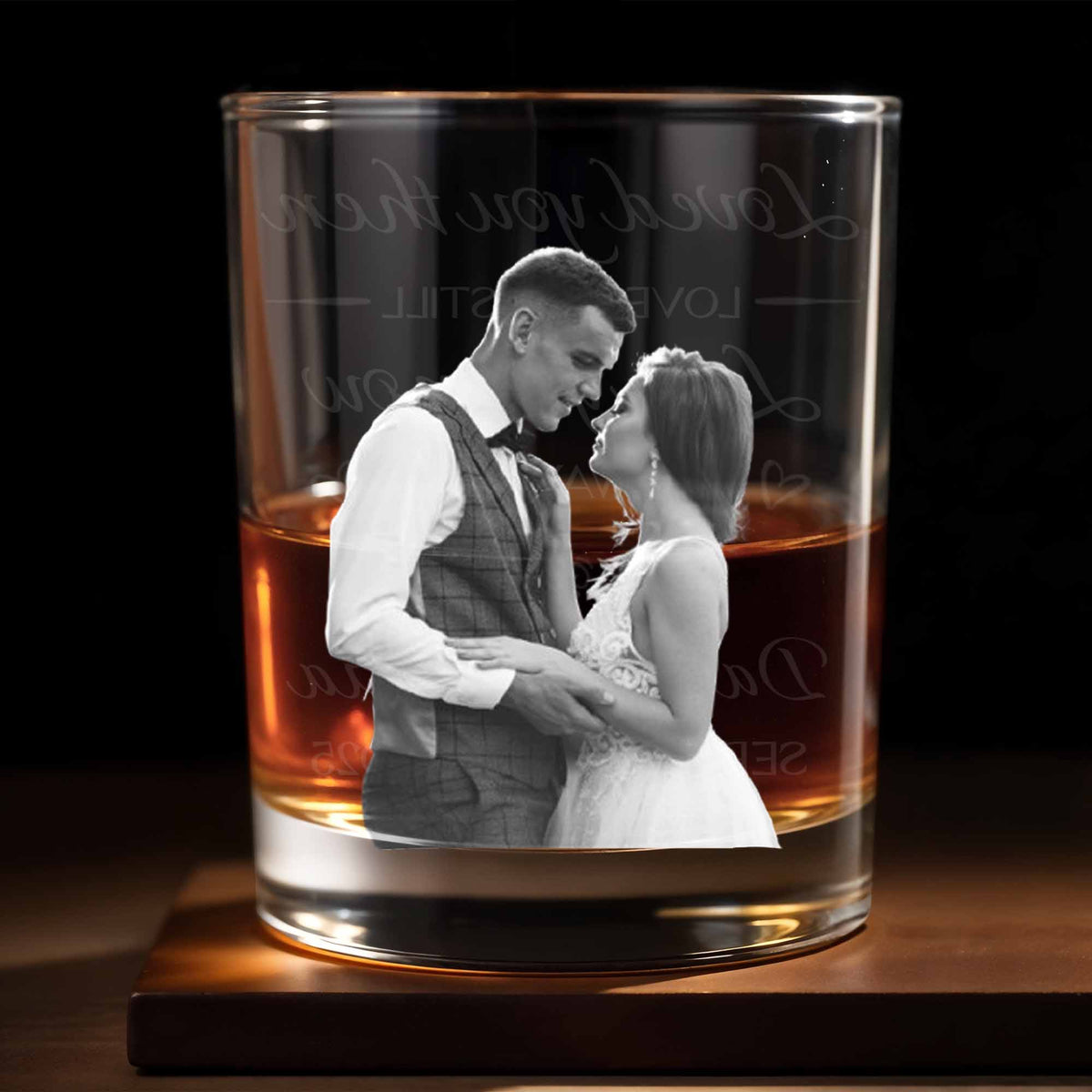 Loved You Then Love You Still Always Will With Hearts, Personalized Whiskey Glass, Gift For Spouse And Couples