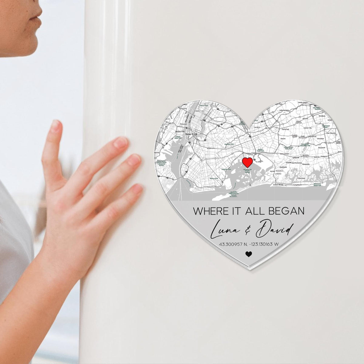 Personalized Anniversary Gift, Custom Location Map Fridge Magnet, Where We Met Map Magnet, Gift For Him, Newly Engaged Gift, Couples Gift
