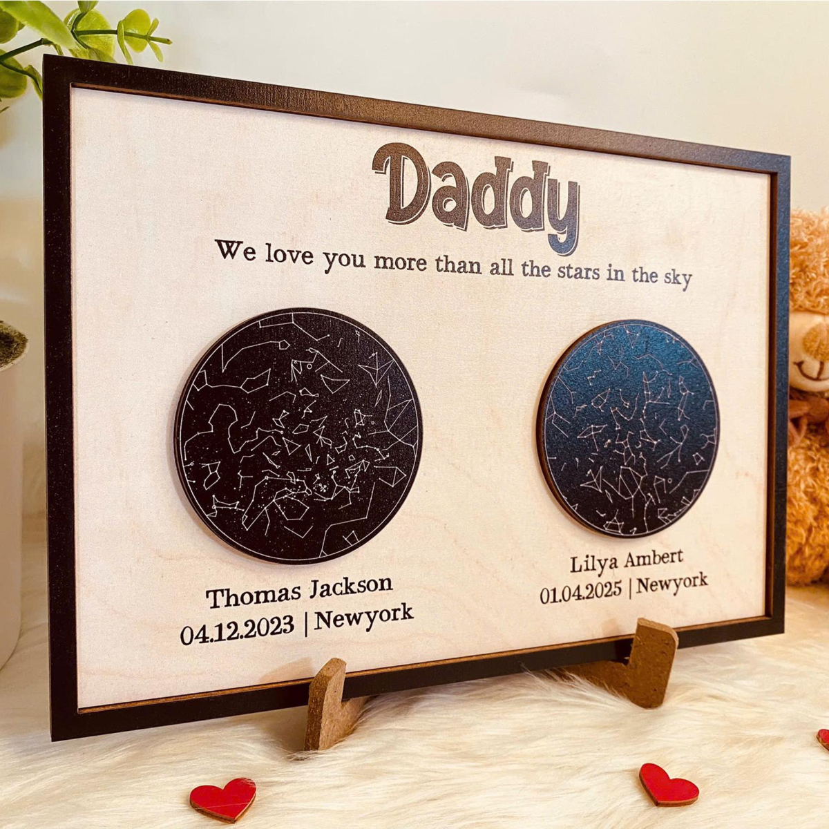 Dad Star Map Wooden Sign, Custom Gift For Dad From Daughter Son, Night Sky Star Map By Date , Fathers day Gift, Gift for Mom