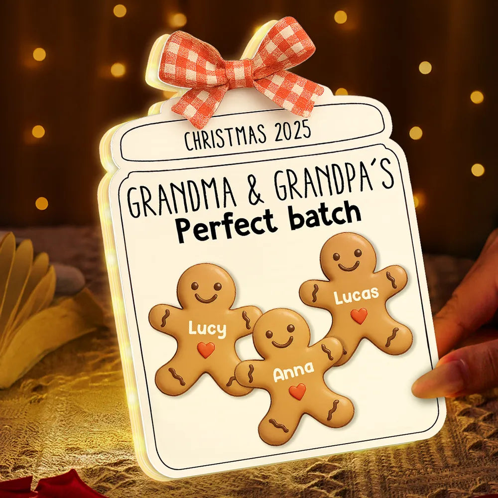 Christmas Grandma Perfect Batch Cookies - Personalized Acrylic Light Box - Christmas Gift for Mom Grandma
