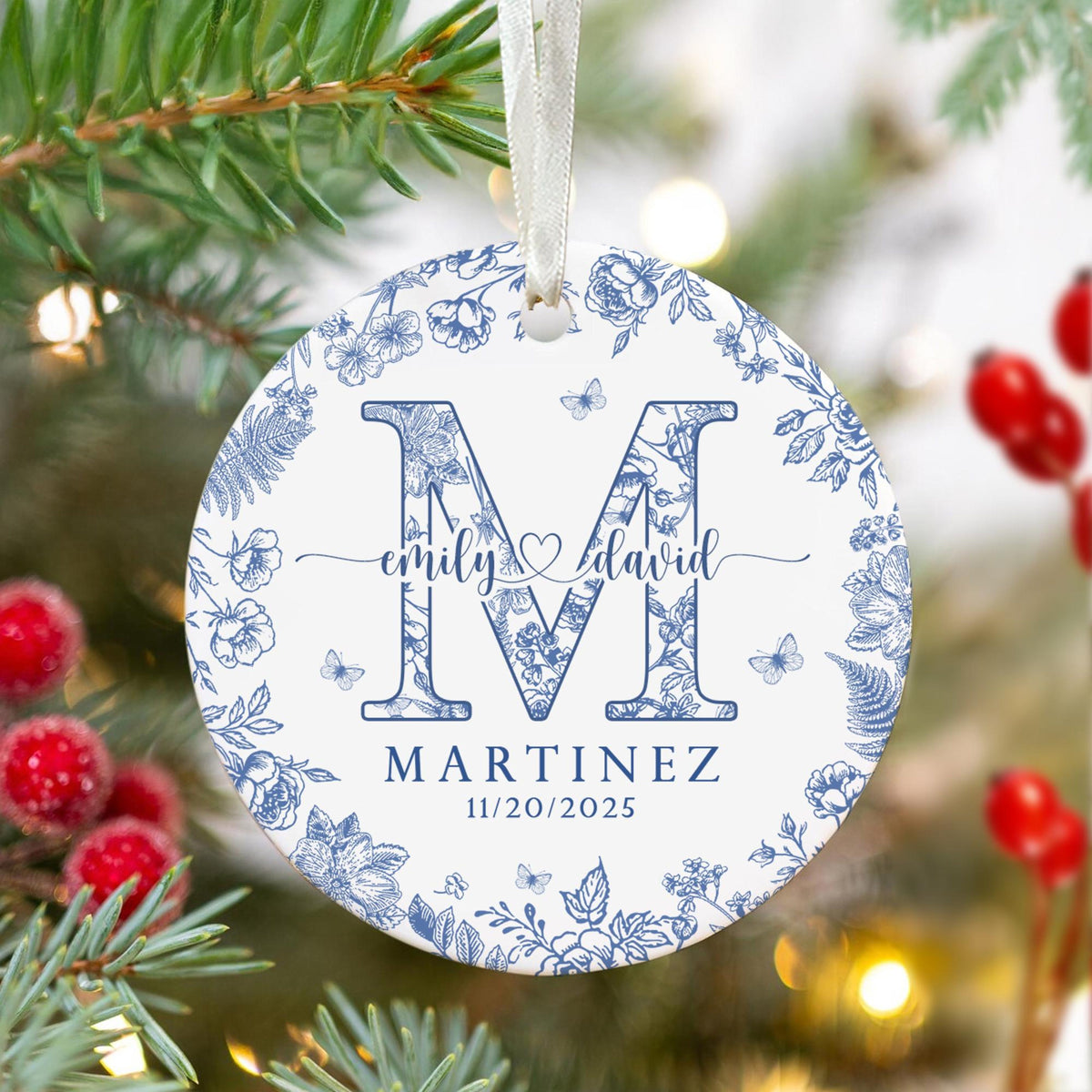 Personalized Couple Name Ornament, Engagement Gift, Custom Family Name Ornament, Wedding Gift For Couples, Newly Engaged, Anniversary Gift