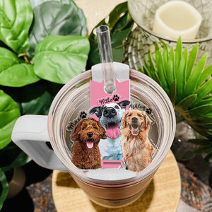 Personalized Dog Tumbler Name Tag, 30oz 40oz Tumbler Pet Plate Topper, Custom Pet Portrait Tumbler Topper, Pet Memorial Tumbler Tag