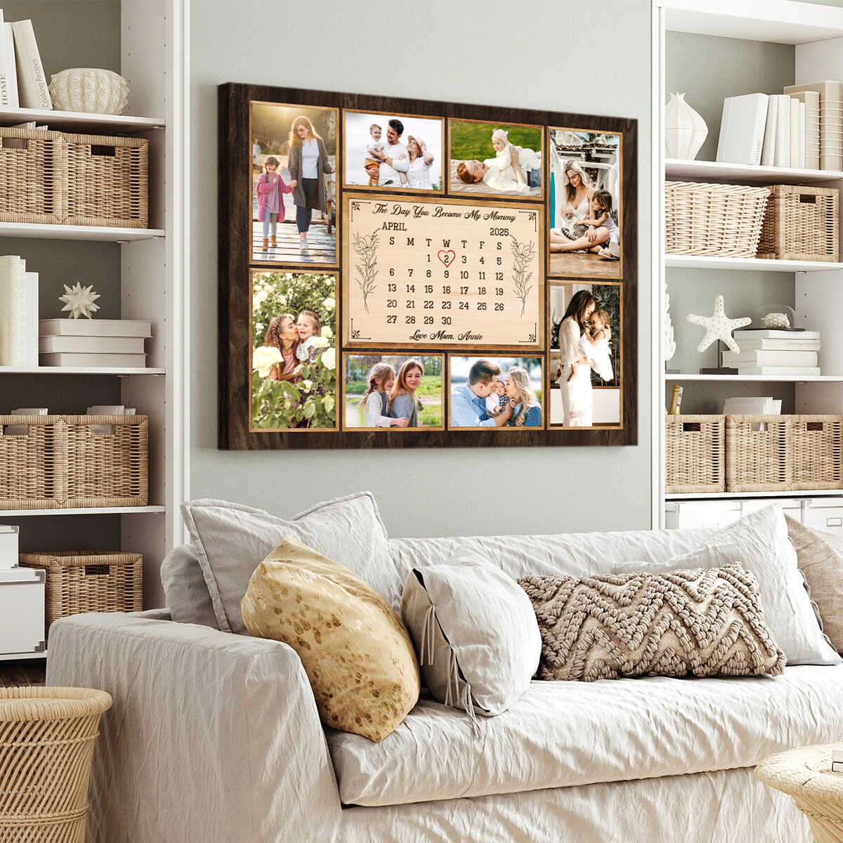 Personalized New Mom Calendar Canvas, First Time Mom Gift, Custom Mother Photo Collages, New Mom Gift Ideas, Mother s Day Gift For Mom, Gift For Wife