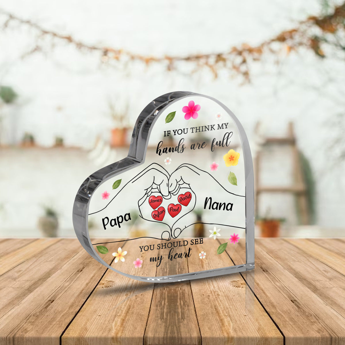 Personalized Heart Acrylic Plaque, If You Think My Hands Are Full You Should See My Hearts, Heart Keepsake, Mother's Day Gift, Gift For Mom