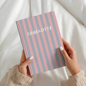 Personalized Striped Journal Hardcover, Custom Stripe Notebook