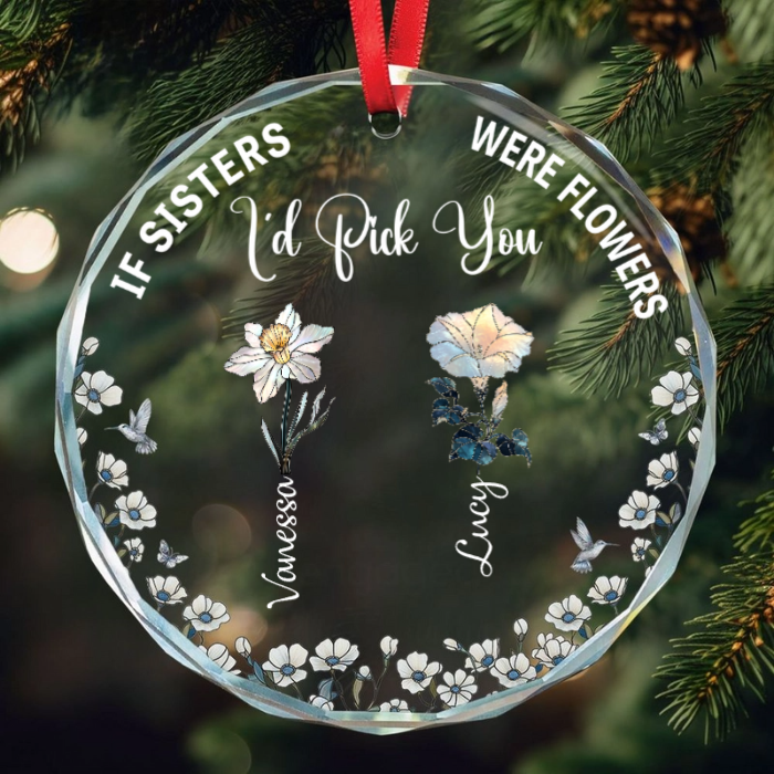 It Takes A Long Time To Grow Old Friends Birth Flowers - Personalized Crystal Ornament - Christmas Gift For Friends, Sisters, Besties