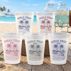 Girls Trip 2026 Plastic Frosted Cup, Hello Summer Vibe, Summer Vacation And Travel Gifts For Best Friends, Family