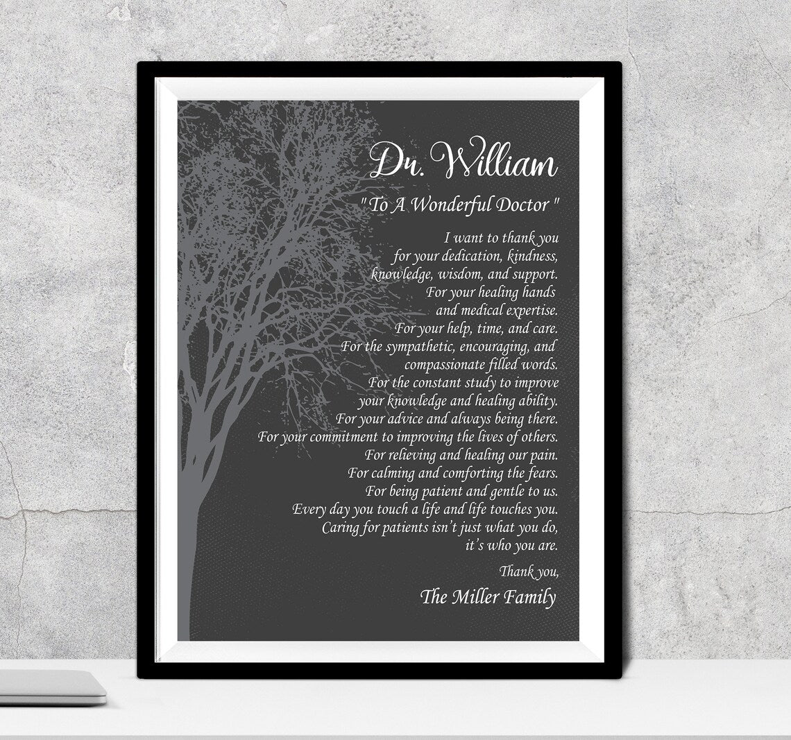 Doctor Gift, A Wonderful Doctor Poem A Truly Great Doctor Appreciation Gift Doctor Thank You Doctor Doctors Day Physician Gratitude Medical