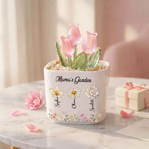 Mom Grandma's Garden- Personalized Mini Glass Flower Pot - Gift For Mother, Grandma, Mother's Day Gift