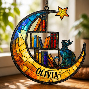 Personalized Stained-Glass Cat & Books Suncatcher - Personalized Suncatcher Stained Glass 7a0c579e-caf8-4a48-9e82-cc563943ba34.jpg