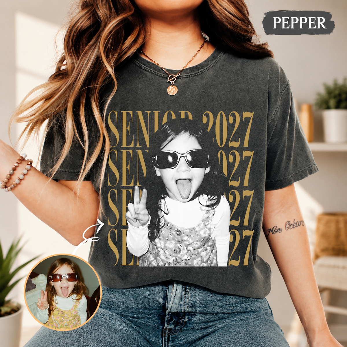 Personalised Vintage Photo And Year Senior Shirt: Custom Graduate Picture Shirt, Class of 2027 Graduation Gift, Retro Senior Boy Girl Shirt 7a55df7b-aec1-4e13-a70b-98e83d8a603a-78b57271-e35f-41db-8684-ad0a7705557e.png