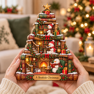 Snowman Book Tree Wooden Block, Stacked Books Christmas Decor, Book Lover Shelf Sign, Reading Lover Gift, Bookish Christmas Gift 7a5d43b9-a173-4e37-95e5-ad678c1d4772-Handheld-Bookish-Christmas-Tree-Plaque-1.png