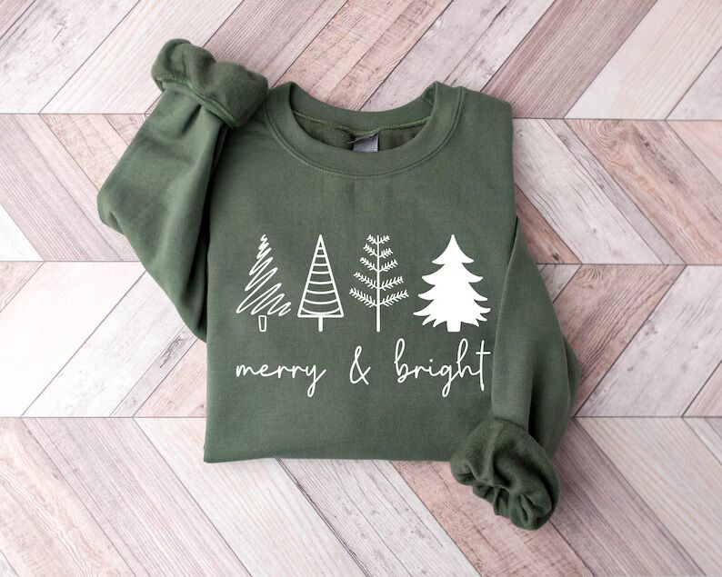 Merry & Bright Christmas Trees Sweatshirt : Womens Holiday Sweater, Winter Outfit, Family Xmas Party 7a8c2e96-b758-4c43-88f3-2810c3bd0361-dsdseq-5-_converted-1-.jpg