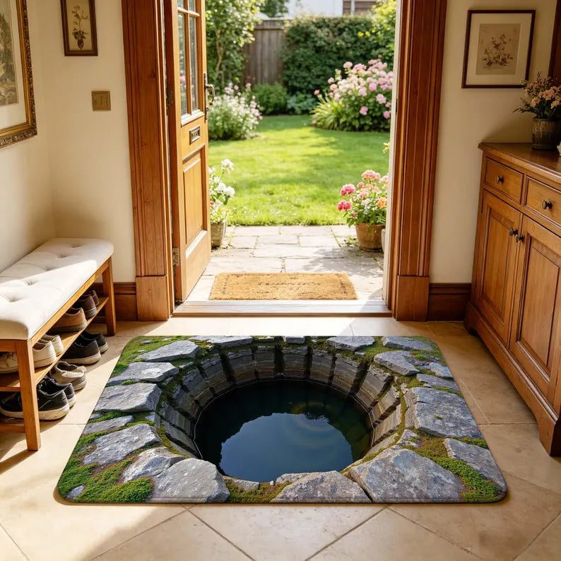 3D Optical Illusion Stone Pit Moss Pond Doormat, Natural Cave Hole Water Pool Front Door Mat for Entryway Funny Novelty Nature Home Decor. 7a8d8b09-6872-4bb1-8a43-50d45a797c6e-bnghhjghj-1-.webp