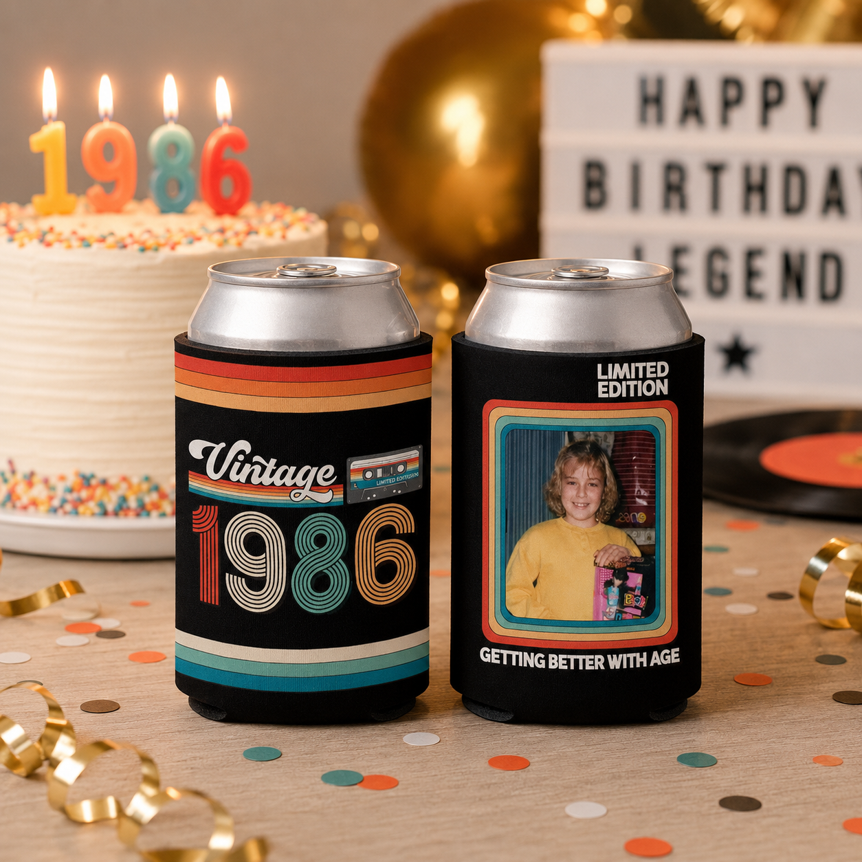 Personalized Birthday Can Cooler | Custom Photo Can Coolie | Retro vintage Birthday Party Favor | 30th 40th 50th Birthday Slim Regular Size 7a97a377-3326-43fa-b1e0-178f2390dea7-c5a8787e-ef5e-4fce-ae23-921c8c99d89a.png