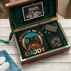 Leveled Up To Daddy Matching Gamer Shirts: Dad & Son, Baby Announcement