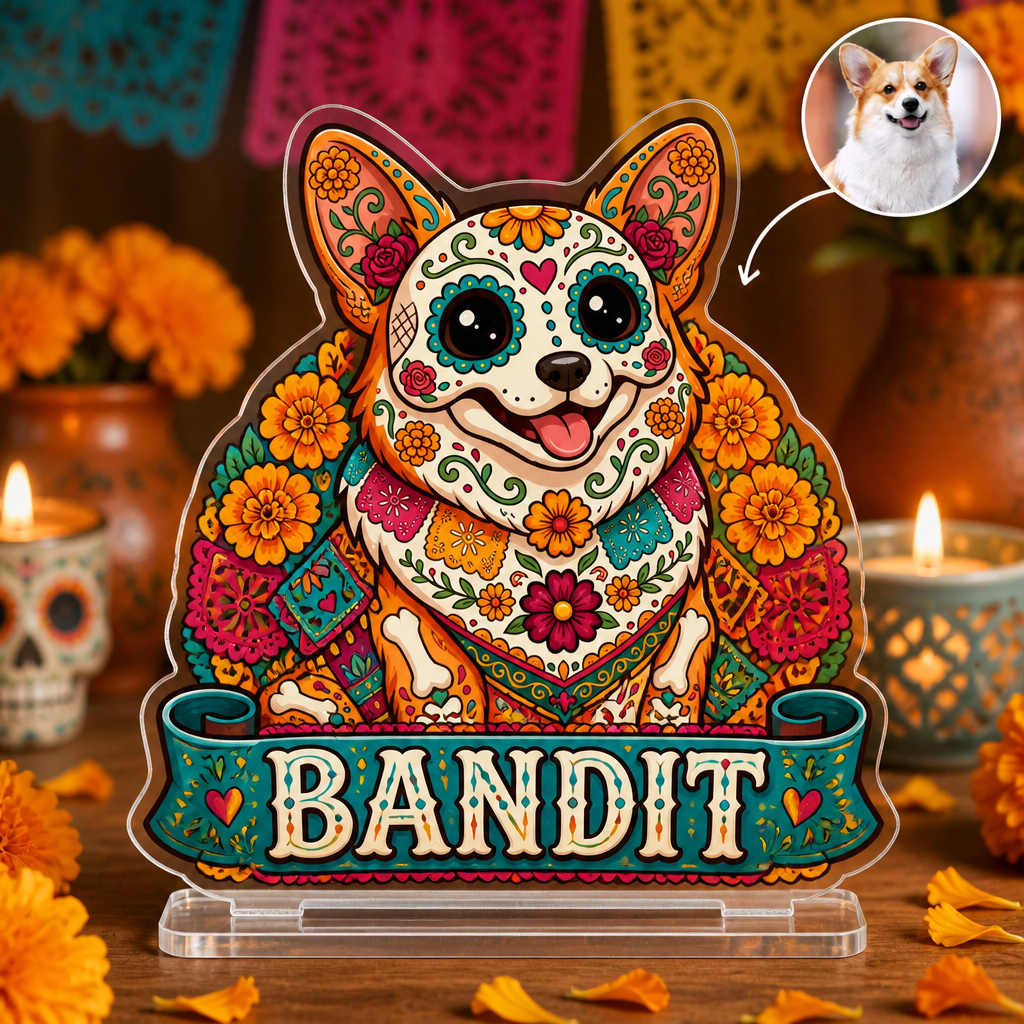 Sugar Skull Pet Standee – Custom Photo Portrait + Name - Personalized Acrylic Custom shape Standing 1 layer (FS) 7aaad715-236a-48f7-b891-7c2b873bf17d.png