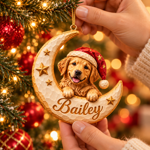 Personalized Dog Christmas Ornament – Custom Pet Photo & Name, 3D Relief Crescent Moon & Stars Ornament, Christmas Gift for Dog Lovers 7ab00272-fd42-4456-85c3-a4e4df2c2b9f-Hanging-Bailey-Christmas-Ornament-4.png