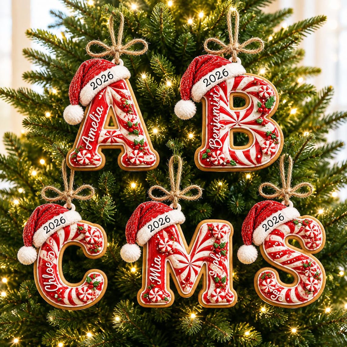 Personalized Peppermint Christmas Ornament, Custom Name Initial Monogram Ornament, Candy Cane Letter Xmas Decor,Kids Christmas Tree Ornament 7ac749a5-d692-4e8f-a17e-90b08cb7f474-2.jpg