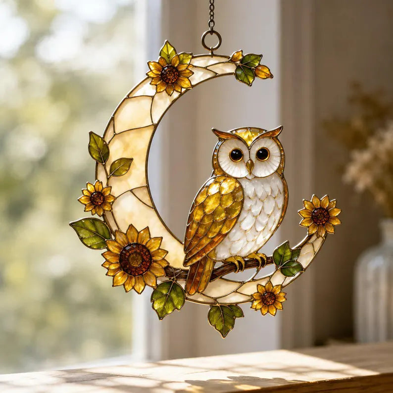 Owl Glass Suncatcher, Crescent Moon Window Hanging, Celestial Bird Decor, Stained Glass Style Gift for Nature Lovers 7ae4cc69-504e-4d73-b935-dccbffc725ad-fdddfdfdbggf-4-.webp