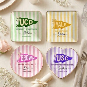 Personalized School Pennant Flag Ring Dish, Custom Graduation Jewelry Dish, College University Graduation, Class of 2026, Gifts For Her 7aef3cfa-c2f7-4955-9aba-f0c8b2421880-7.jpg