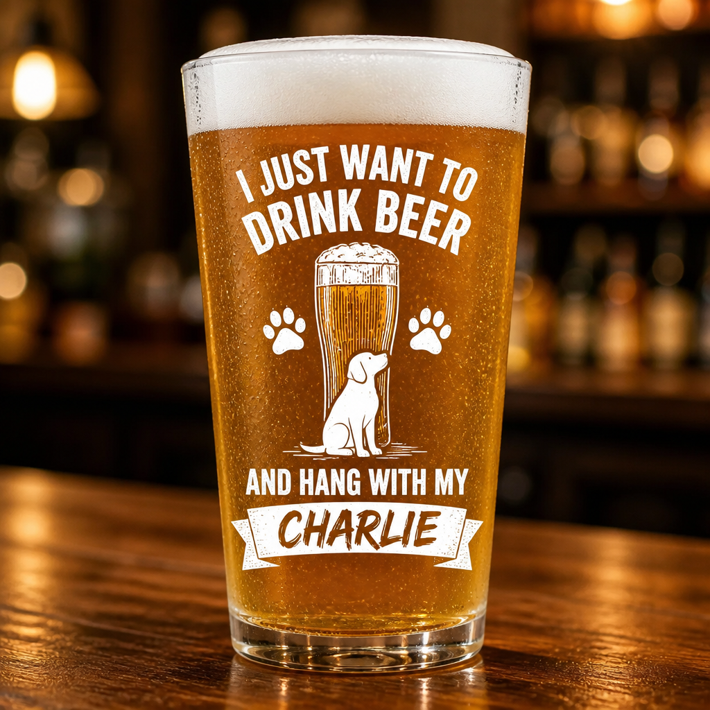 Drink Beer And Hang With My Dog - Personalized Beer Glass - Personalized Beer Glass 7af9f0f9-4422-43b2-b2cc-84c79f89eac1.png