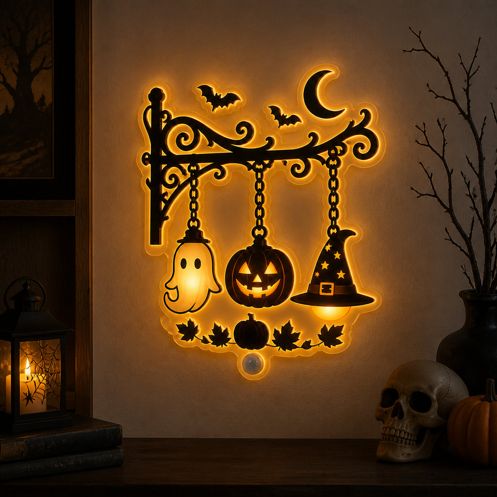 Gothic Hanging Halloween Night Light – Ghost, Pumpkin & Witch Hat - Personalized Acrylic Night Light 7b05be29-f0f2-4f97-8cdc-54b620b95aba.jpg