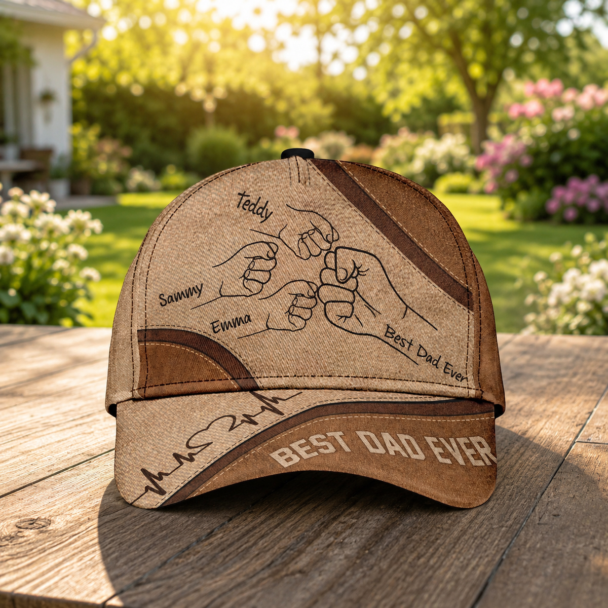 Personalized Best Dad Ever Fist Bump Classic Cap, Father's Day Gift For Dad, Cap For Grandpa, Hat For Husband, Dad And Kid Name Cap