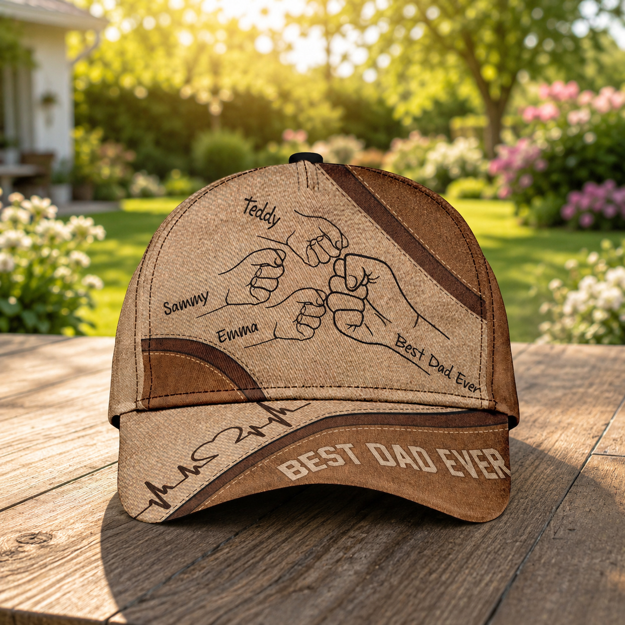 Personalized Best Dad Ever Fist Bump Classic Cap, Father's Day Gift For Dad, Cap For Grandpa, Hat For Husband, Dad And Kid Name Cap