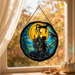 Teenage Girl Glass Suncatcher Window Hanging, Spooky Haunted House Decor, Gothic Home Art, Unique Gift For Horror Fans, Halloween Decor 7b806100-2388-43d3-af98-eb2be05ec209-banner-1.png