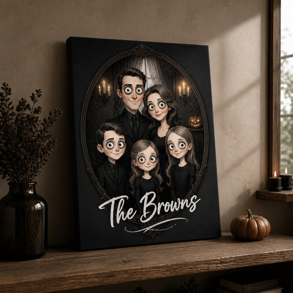 Custom Spooky Family Portrait Canvas — Gothic Cartoon From Your Photo with Family Name - Personalized Canvas 7ba15093-38b3-4933-8034-658ab7ccf017.jpg