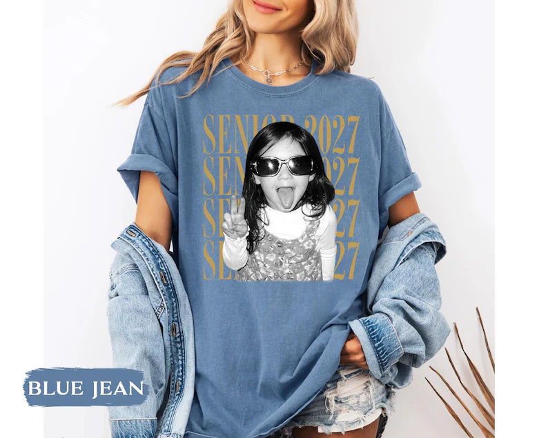 Personalised Vintage Photo And Year Senior Shirt: Custom Graduate Picture Shirt, Class of 2027 Graduation Gift, Retro Senior Boy Girl Shirt 7bb593f0-3df2-477f-9a08-ecf866402691-ghjghghgjh-5-.webp