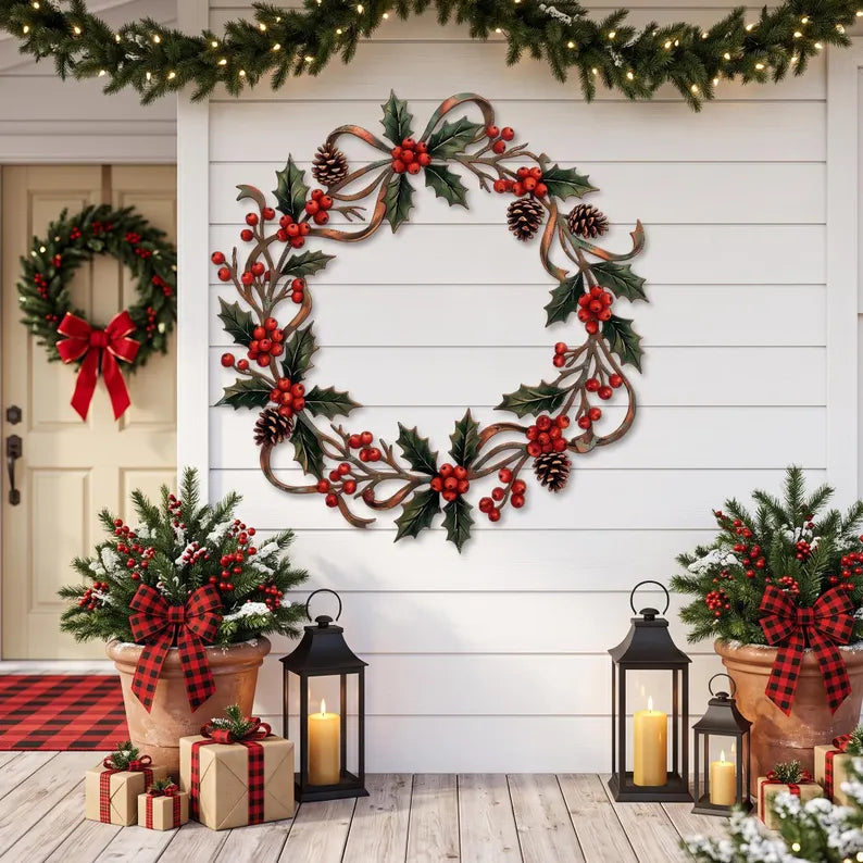Christmas Metal Wreath, Holly Berries and Pine Cones Door Decor, Festive Holiday Porch Hanging, Winter Entryway Accent 7bba9ca6-0a5c-4ef2-8f6d-e91f0e757bea-fgty-3-.webp