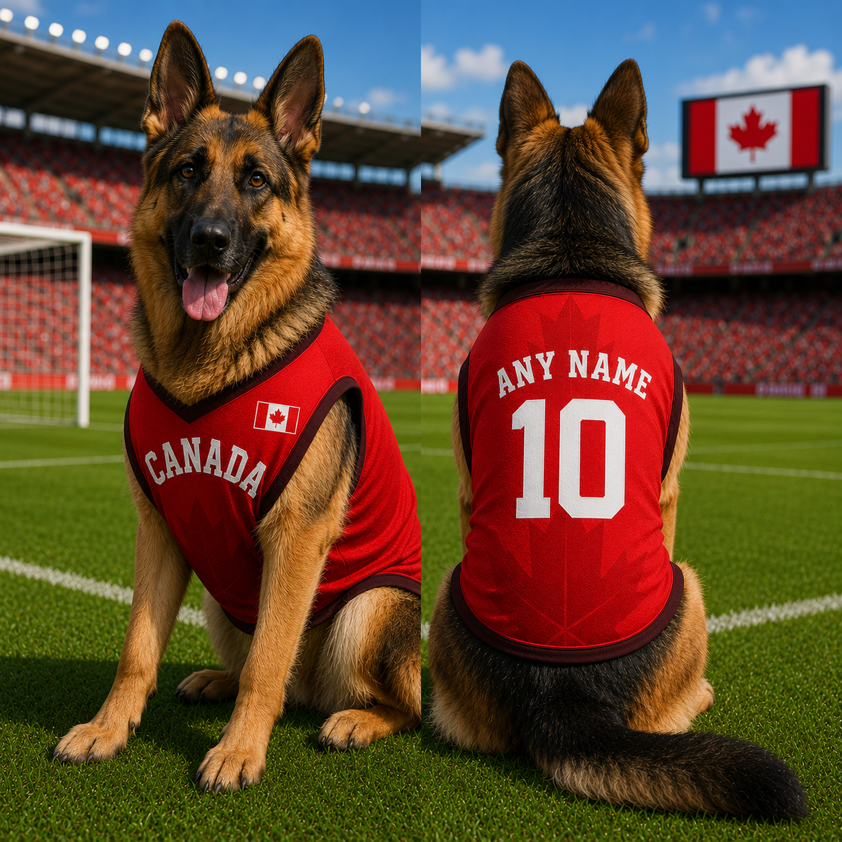 Personalized Canada Pet Soccer Jersey,Custom Dog Cat Football Shirt,Name Number Puppy Sportswear