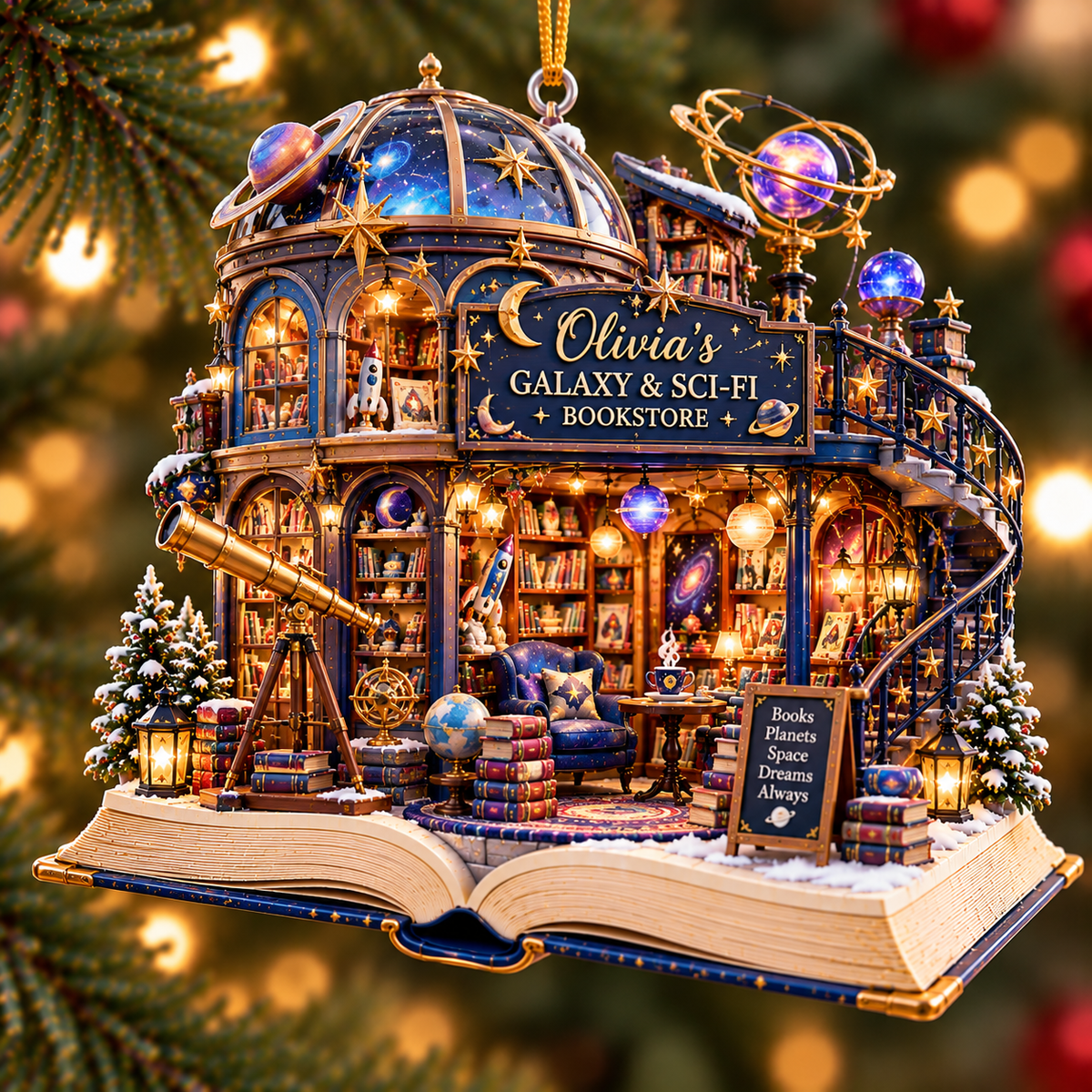 Personalized Galaxy & Sci-Fi Bookstore Christmas Ornament – Custom Name 2D Flat Acrylic Ornament, Space Fantasy Book Lover Gift 7bf80b9a-1fa3-45bc-94a5-f384784e2aa9-Olivia-s-Galaxy-Sci-Fi-Bookstore-Ornament.png