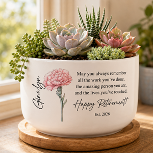 Personalized Retirement Gift, Custom Planter, Retirement Ceramic Pot, Happy Retirement Gift