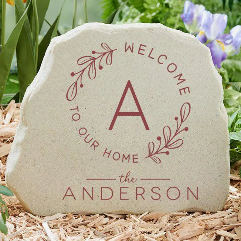 Welcome Wreath Personalized Standing Garden Stone, Outdoor Decor, Personalized Home Decor 7c125bb3-62ef-49ba-b386-247377ecd779-hfhgffgggfgfhg-7-.webp