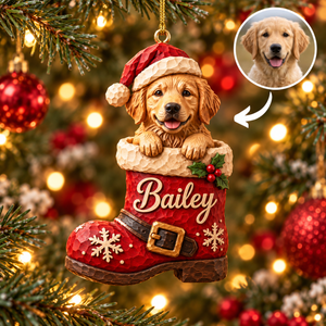 Personalized Dog Christmas Ornament – Custom Pet Photo & Name, 3D Relief Santa Boot Ornament, Christmas Gift for Dog Lovers 7c2fc553-4dfc-49bc-a1bb-7837562dd454-Hanging-Puppy-Santa-Boot-Ornament.png