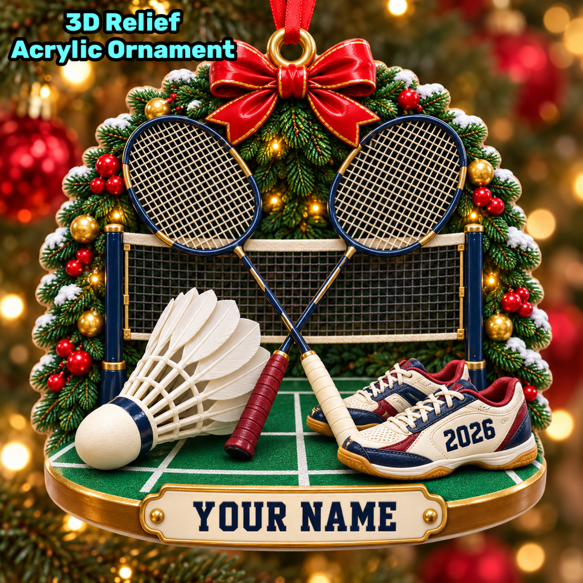 Personalized Badminton Christmas Ornament – Custom Name Gift for Badminton Players 7c40b42e-6916-4b6c-8d41-de6f44a50799-mockup-annotated-1790751718715.png