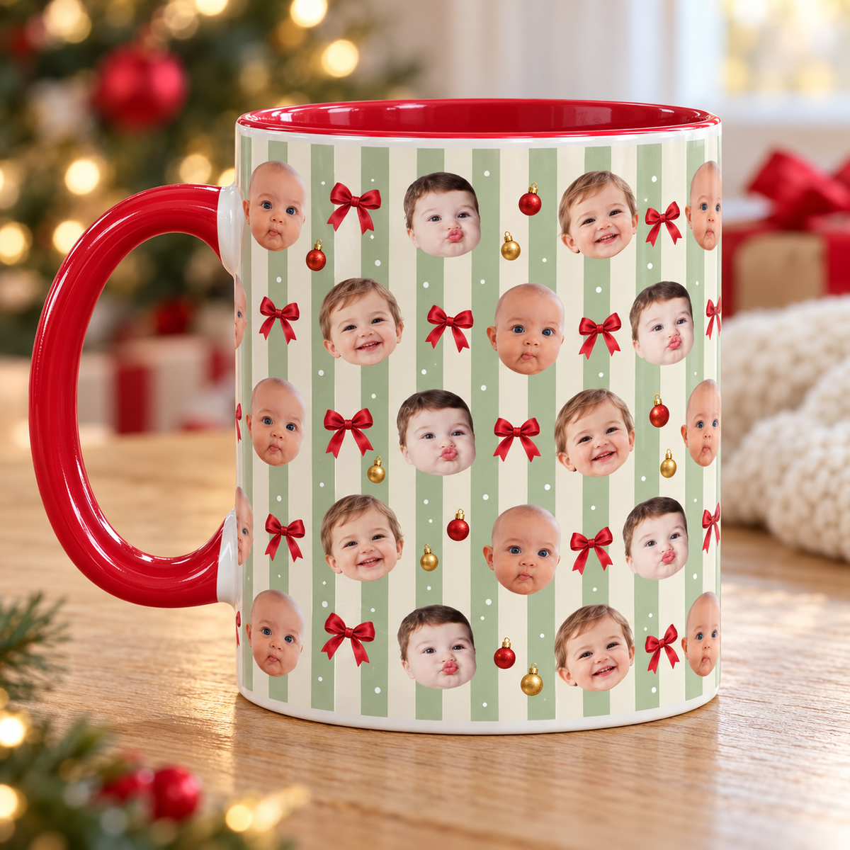Personalized Christmas Photo Mug, Custom Baby Face Coffee Cup with Red Bows and Green Stripes, Holiday Gift for Mom and Grandma 7c632955-a020-43d4-9666-cd1c959e8363-Christmas-Bow-Babies-Ceramic-Mug.png