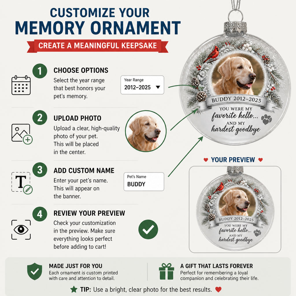 Pet Memorial Photo Bauble Ornament – Favorite Hello, Hardest Goodbye - Personalized Bauble Ornament 7c703017-bd17-48a6-a92d-0a8fc395898c.jpg