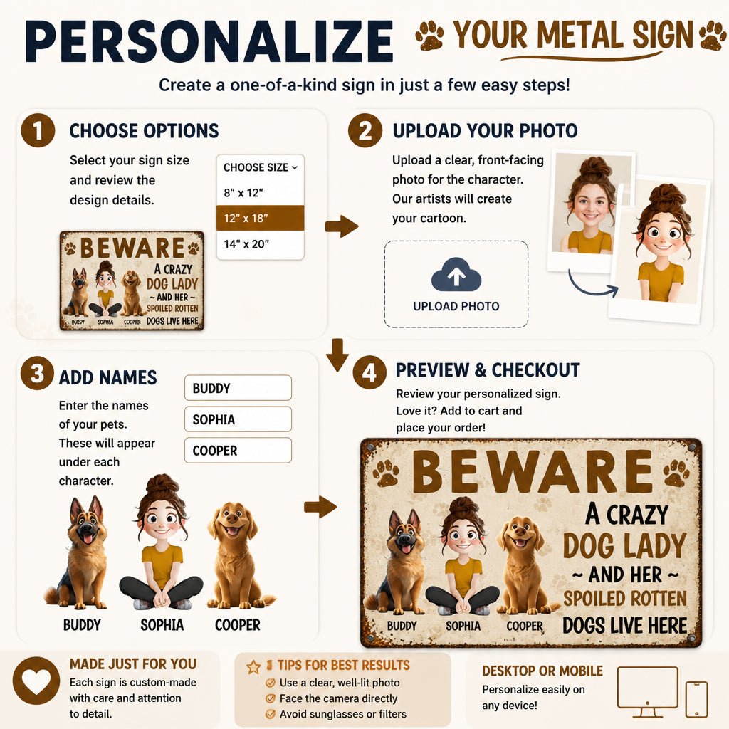 Beware Crazy Dog Lady Custom Portrait Metal Sign - Personalized Metal Sign 7c981309-24e4-42a0-b17b-fb01a9811315.jpg