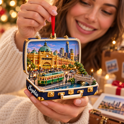 Personalized 3D Melbourne Christmas Suitcase Ornament with Tram – Melbourne Australia Travel Souvenir & Gift for Melbourne Lovers 7cb581df-dc65-4dbb-b6b6-0627e8c52dda-Melbourne-Christmas-Ornament-Gift-Moment-2.png