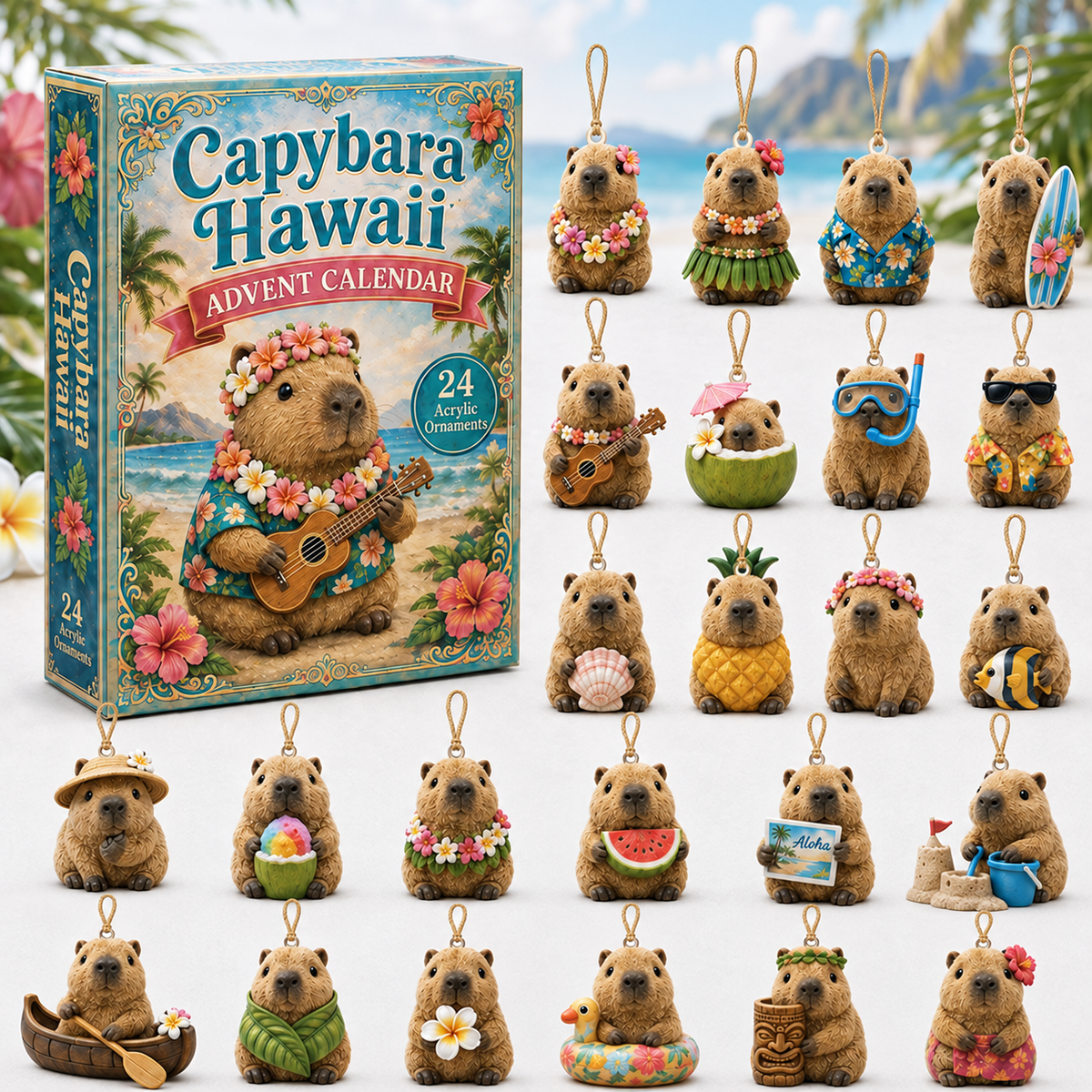 Capybara Hawaii Advent Calendar 2026 - 24-Day Festive Countdown, Acrylic Charms Blind Box - Gift For Capybara Lovers 7ccec02f-328d-4baf-99ba-f6d6061999d3-capybara-box-charms.png