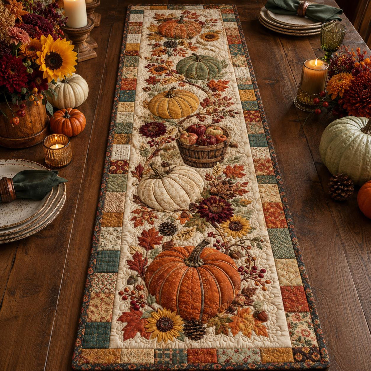 Quilted Pumpkin Table Runner, Autumn Harvest Decor, Gift For Family 7cd16aad-8770-4039-a89a-cd6b36c4b5ce-3.jpg