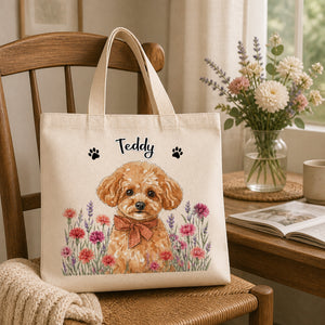 Custom Pet Portrait Floral Medallion Tote with Name - Personalized AOP Tote 7d272a04-7007-435e-a50d-cf4984a3f314.jpg