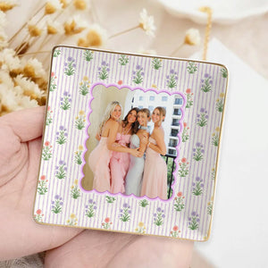 Personalized Photo Bestie Jewelry Dish, Best Friend Ceramic Trinket Dish, Bestie Striped Floral Ring Holder, Gift For Her 7d422de8-2c1c-45cd-83be-7308f98fdd56-9.jpg